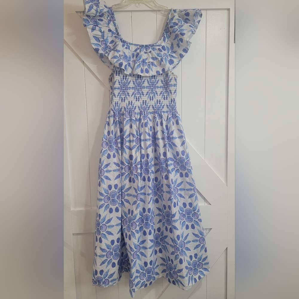 Hill House Akilah Blue Shell Midi Dress L